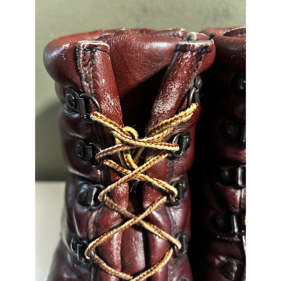 Vtg Allan Temple Burgundy Brown Italian Leather Hiking 8\